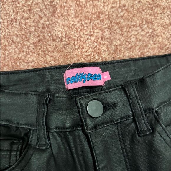 Edikted Luna Faux Leather Flare Jeans - Picture 4 of 4